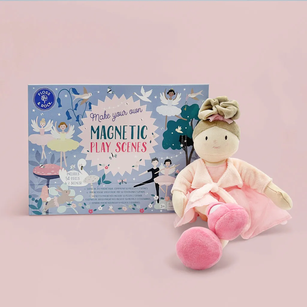 Floss & Rock Magnetische Spielszenen, Verzaubert mit Ballerina-Stoffpuppen Geschenkset
