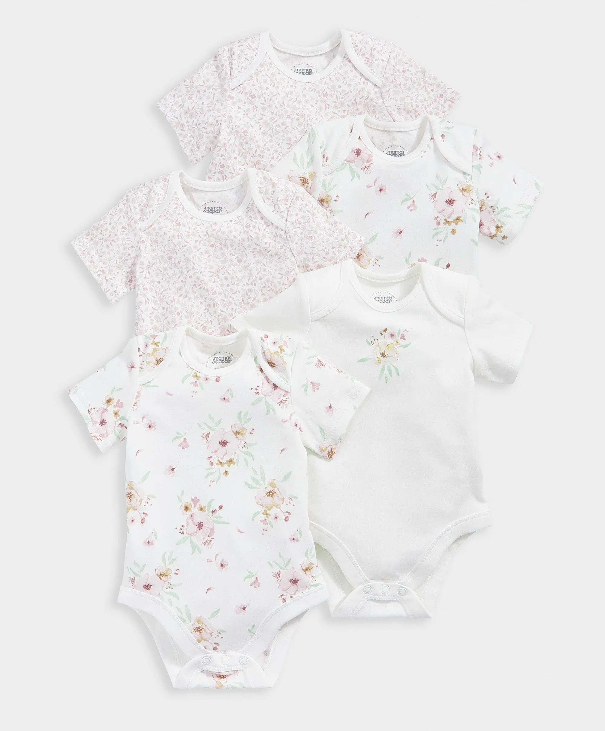 Blumen-Bodysuits (Set à 5) - Rosa
