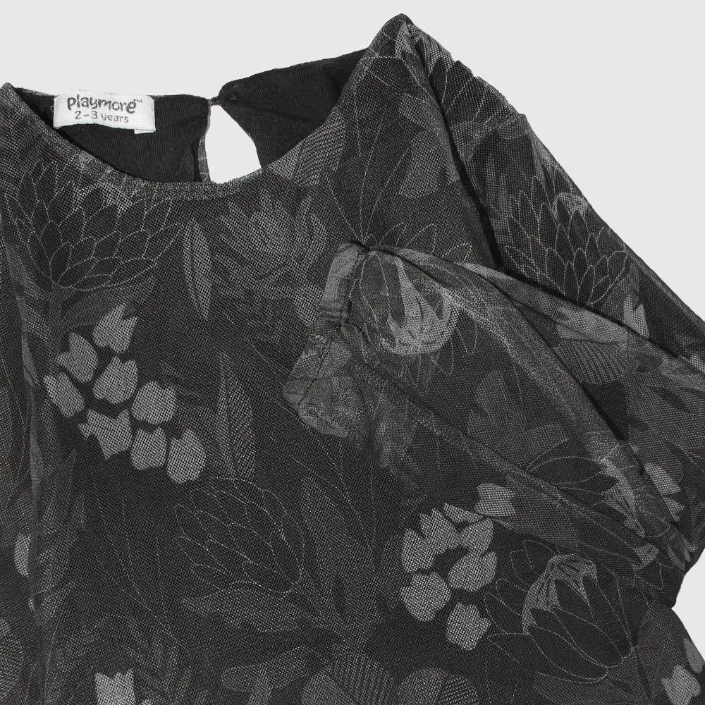 Blumiges Langarmkleid