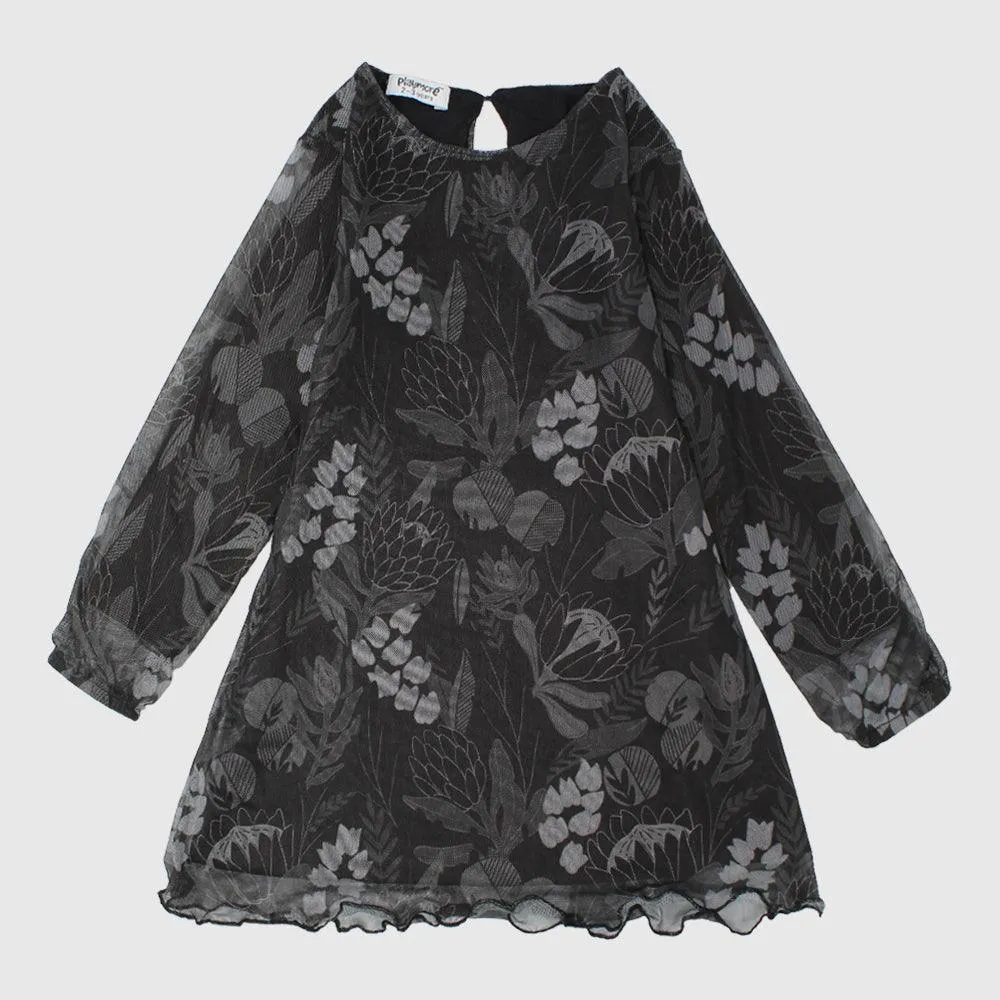 Blumiges Langarmkleid