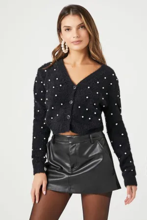 Forever 21 Strick-Cardigan mit Kunstperlen für Damen Schwarz Forever 21