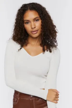 Forever 21 Strick Frauen Rippig Cropped Passform Pullover Vanille Forever 21