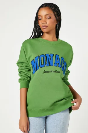 Forever 21 Damen Fleece Monaco Graphic Pullover Grün/Mehrfarbig Forever 21