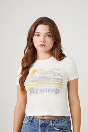Forever 21 Damen Ford Bronco Grafik Baby T-Shirt Creme/Mehrfarbig Forever 21
