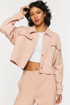 Forever 21 Damen French Terry Cropped Jacket in Blush von Forever 21