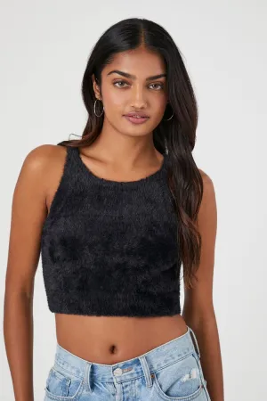 Forever 21 Damen Flauschiger Strick-Tanktop Schwarz Forever 21