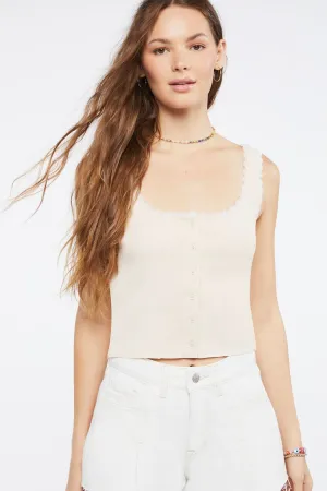 Forever 21 Damen Spitzenbesetztes Cropped Tanktop Sandshell Forever 21