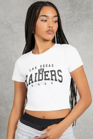 Forever 21 Damen Las Vegas Raiders Cropped T-Shirt Weiß/Schwarz Forever 21