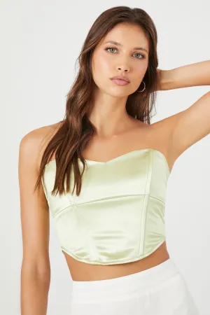 Forever 21 Damen Metallisch Crop Röhrenoberteil Pistazie Forever 21