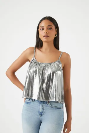 Forever 21 Damen Metallisch Lockeres Cami Silber Forever 21