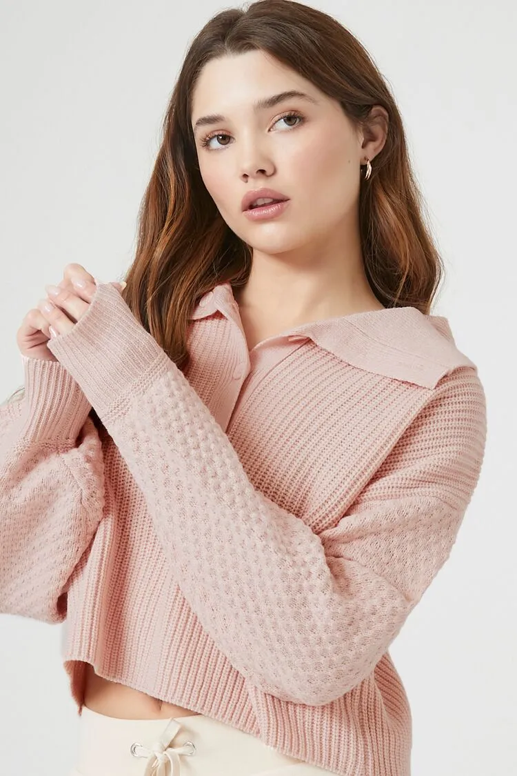 Forever 21 Damen Gemischte Strick Cropped Pullover Staubiges Rosa Forever 21