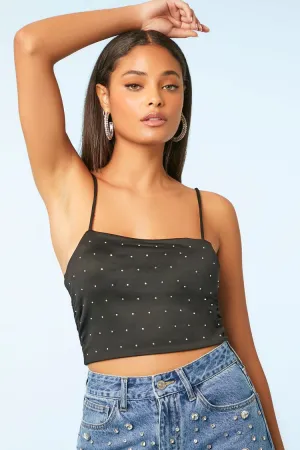 Forever 21 Damen Rhinestone Cropped Cami Schwarz Forever 21
