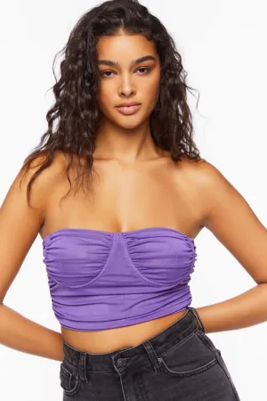 Forever 21 Damen Rüschenmesh Crop Tube Top Lila Forever 21