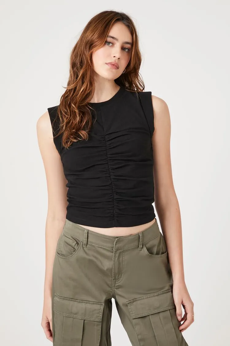 Forever 21 Damen Rüschen-Muskelshirt Schwarz Forever 21