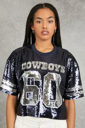 Forever 21 Damen Pailletten Dallas Cowboys T-Shirt Marine/Mehrfarbig Forever 21