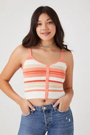 Forever 21 Damen Gestreiftes Strick-Tanktop Pfirsichknospe/Mehrfarbig Forever 21