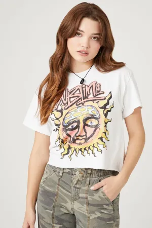 Forever 21 Damen Sublime Cropped Grafik-T-Shirt Weiß/Mehrfarbig Forever 21