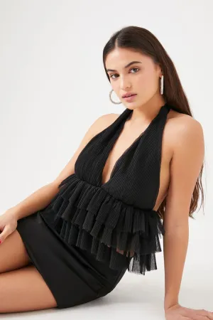 Forever 21 Damen Etagen-Mesh-Haltertop Schwarz Forever 21