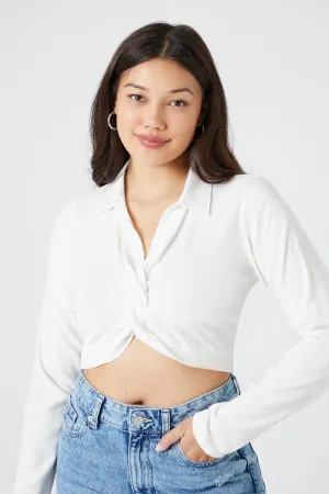 Forever 21 Damen Twisted Crop Top Weiß Forever 21