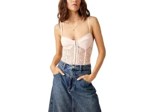 Free People Bodysuit Damen Größe M Pink Lochstickerei Nacht Rhythmus Einteiler ERK116