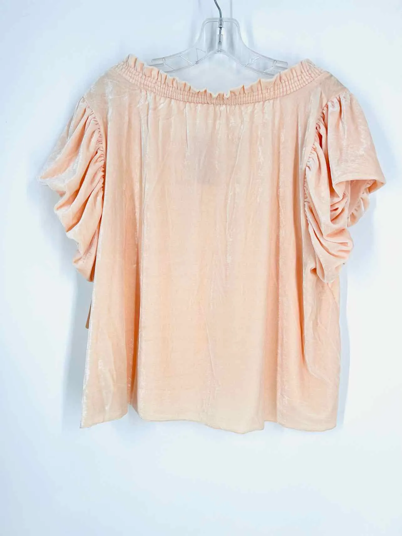 Free People Größe L Hellrosa Velours NEU Tops Top-Kurzarm