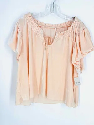 Free People Größe L Hellrosa Velours NEU Tops Top-Kurzarm