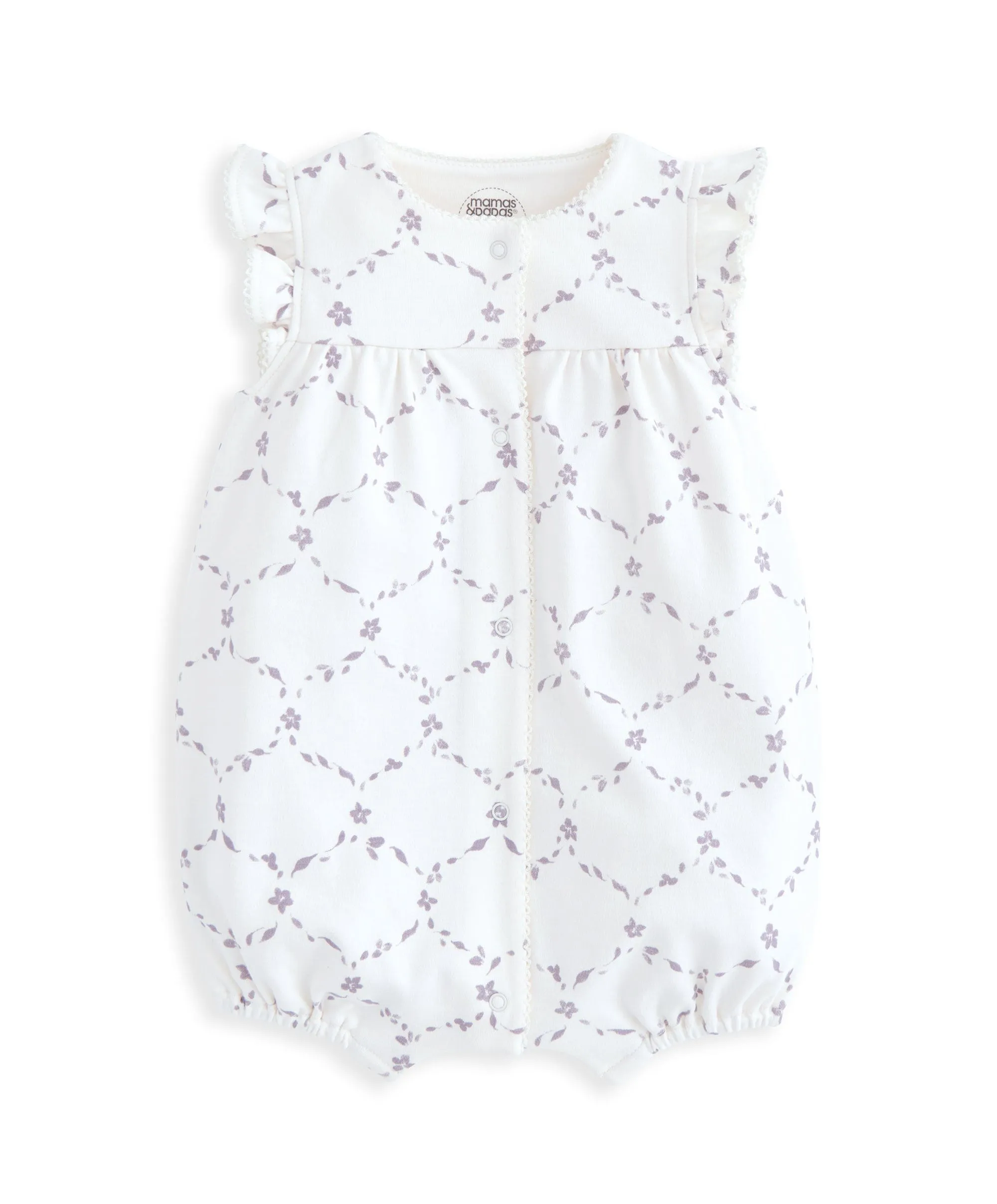 Rüschen-Kurzarm-Overall - Gitterdruck Baby & Kinder Mamas & Papas