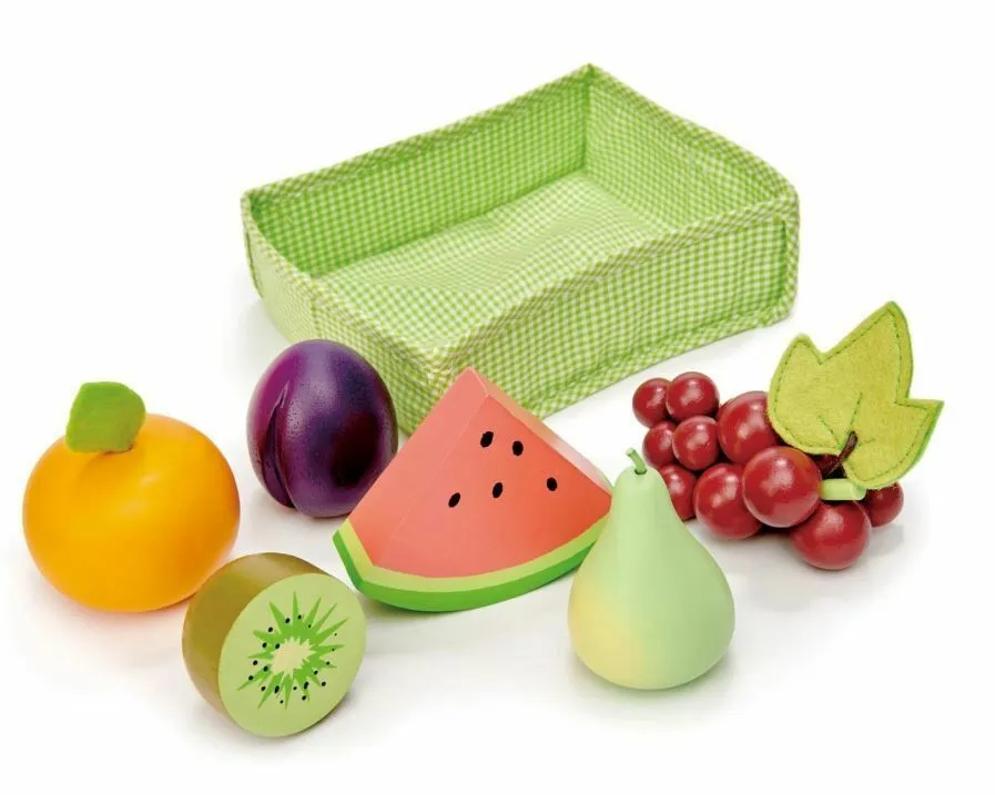 Obst mit Stoffkiste