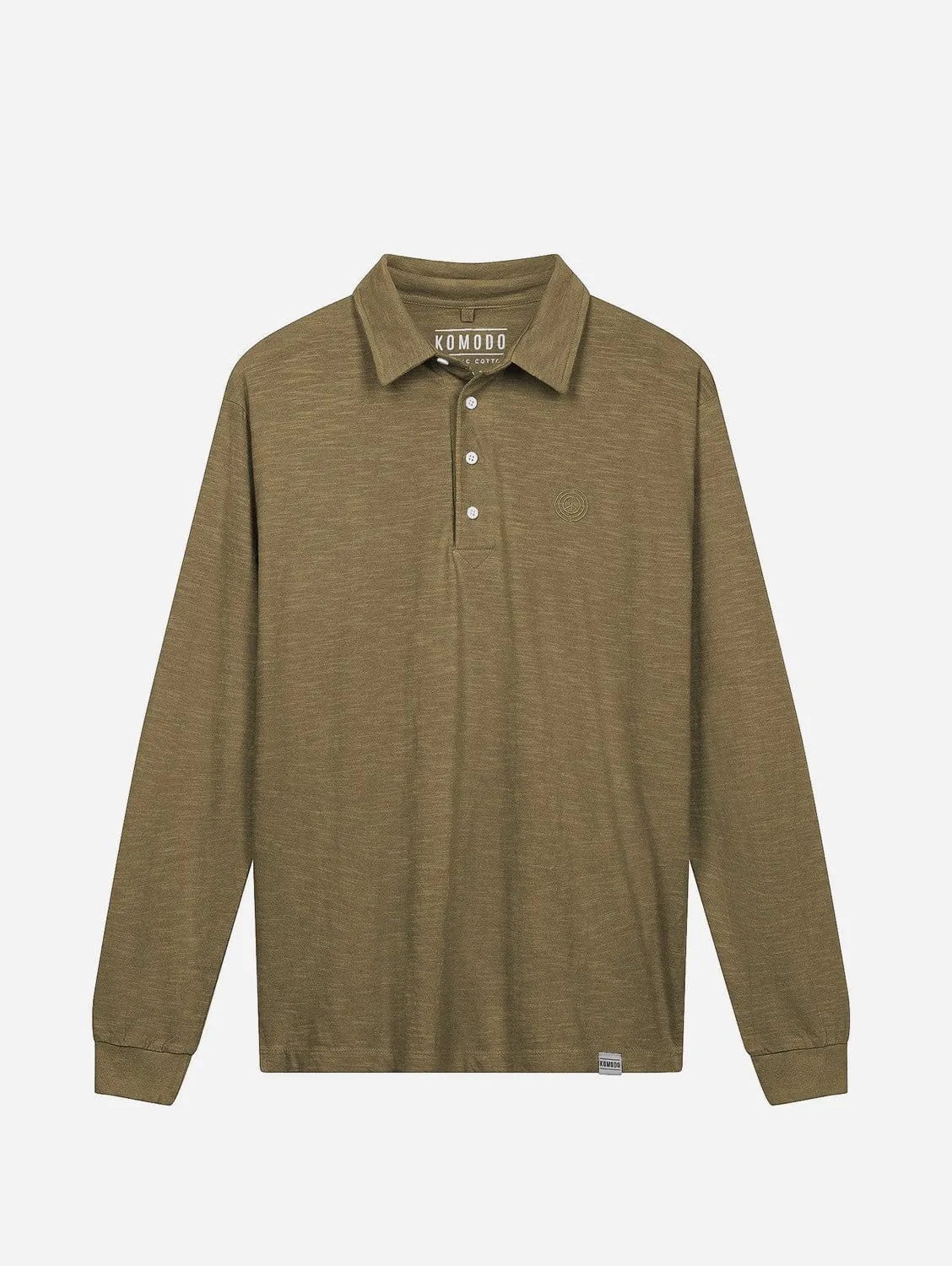 Genesis Herren Bio-Baumwolle Langarm Polo-Shirt | Moosgrün