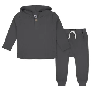 Gerber 2-teiliges Baby-Jungen-Set in Graphitwaffelstoff mit Kapuzenpullover und Jogginghose Babykids Gerber