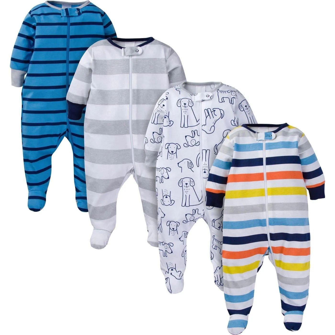 Gerber 4er-Pack Schlafanzüge für Babyjungen mit Hundemotiv, Neugeborene & Kleinkinder