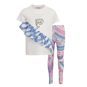 Mädchen Weiße Rüschen Leggings Set