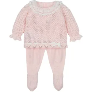 Mädchen 2-teiliges rosa Strick-Set