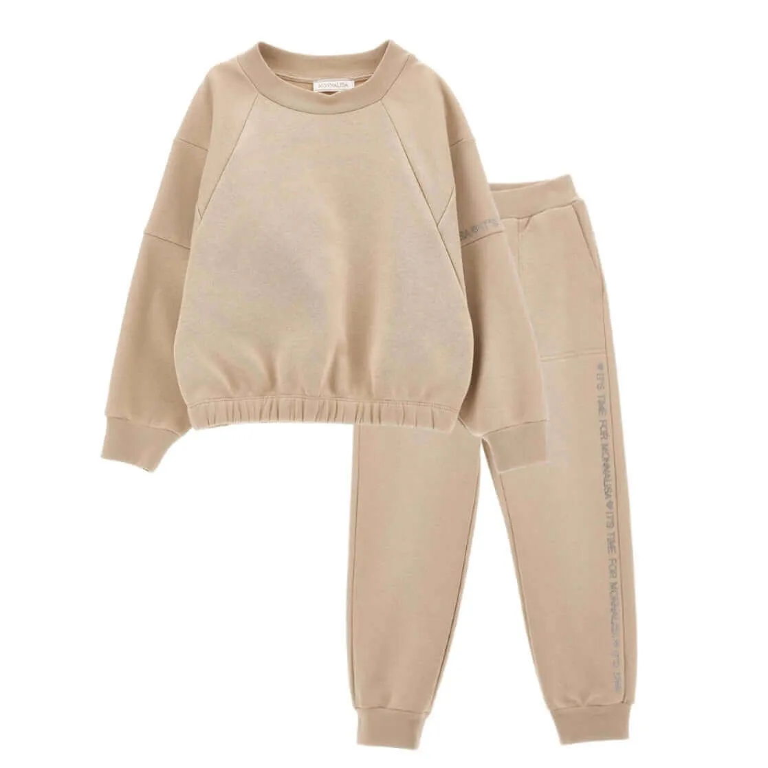 Mädchen Beige Sweatshirt & Joggerhose