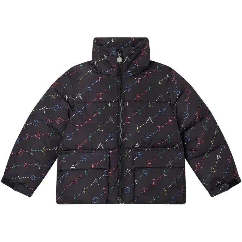 Mädchen Schwarze Punkte Muster Pufferjacke