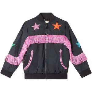 Mädchen Schwarze Fransen Stern Jacke