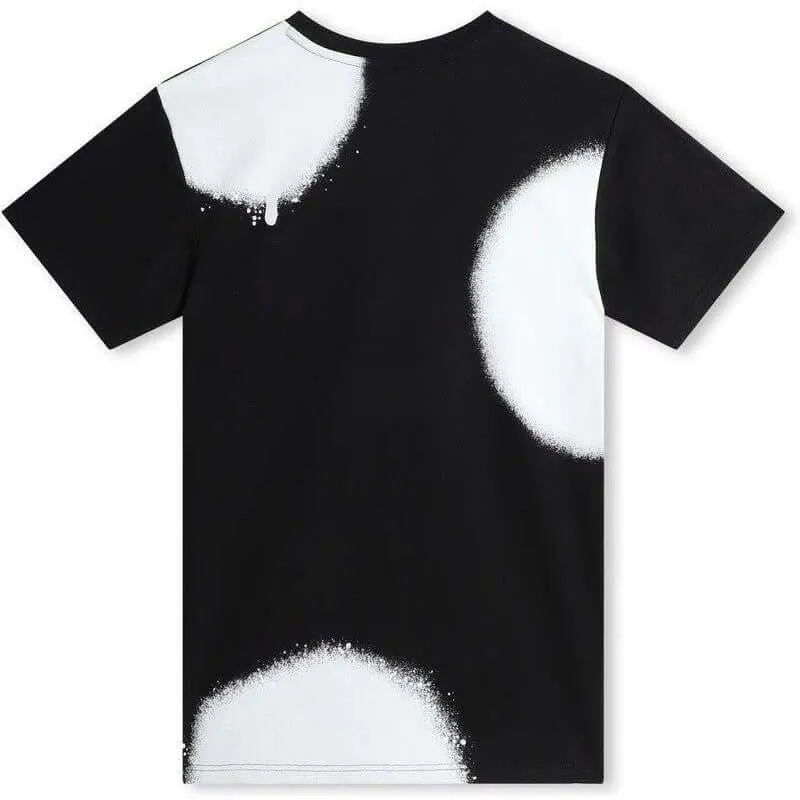 Mädchen Schwarz Graffiti Kurzarmkleid