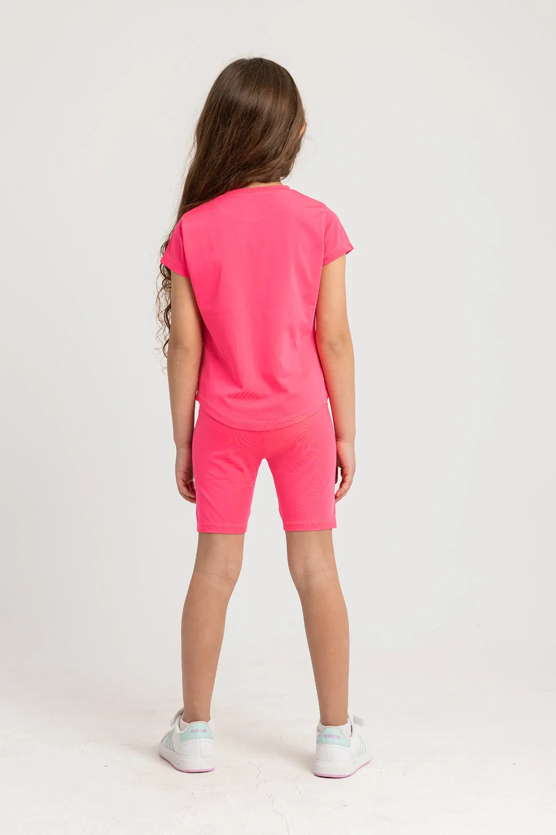 Mädchen Baumwolle Sportliches Fuchsia Kurzärmliges 2-teiliges Outfit-Set