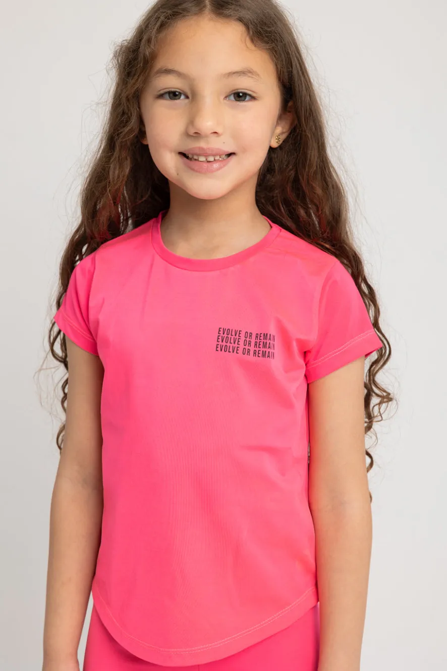 Mädchen Baumwolle Sportliches Fuchsia Kurzärmliges 2-teiliges Outfit-Set