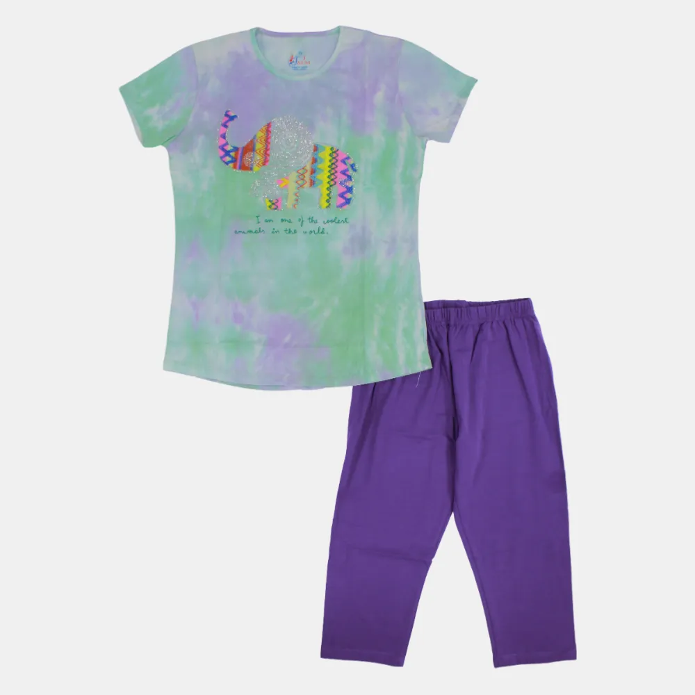 Mädchen-Baumwoll-Pyjama-Set – Mehrfarbig
