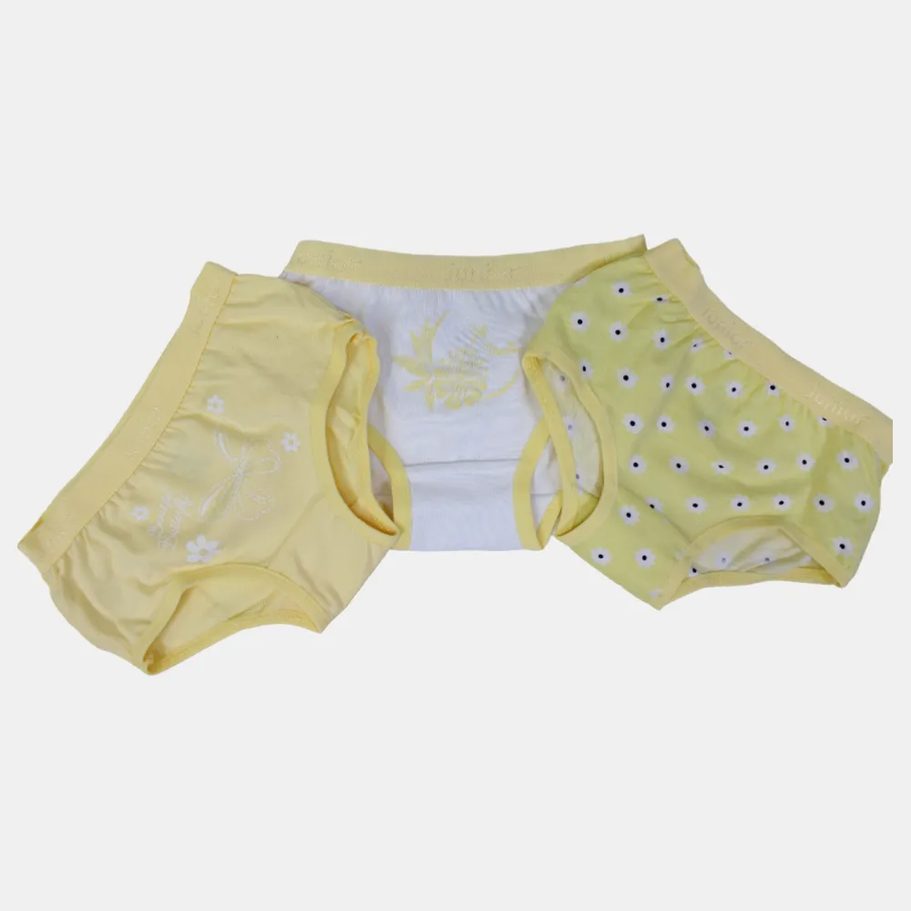 Mädchen-Baumwollslips – Gelbes Blumenmuster (3er Pack)