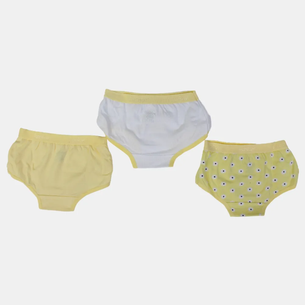 Mädchen-Baumwollslips – Gelbes Blumenmuster (3er Pack)