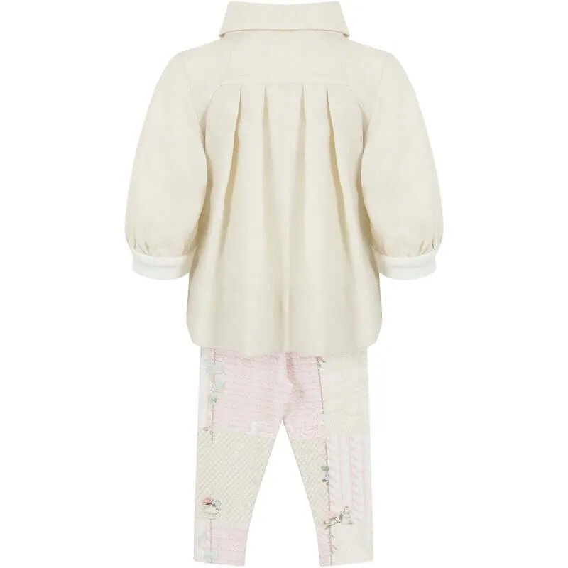 Mädchen Creme Blumen Leggings Set