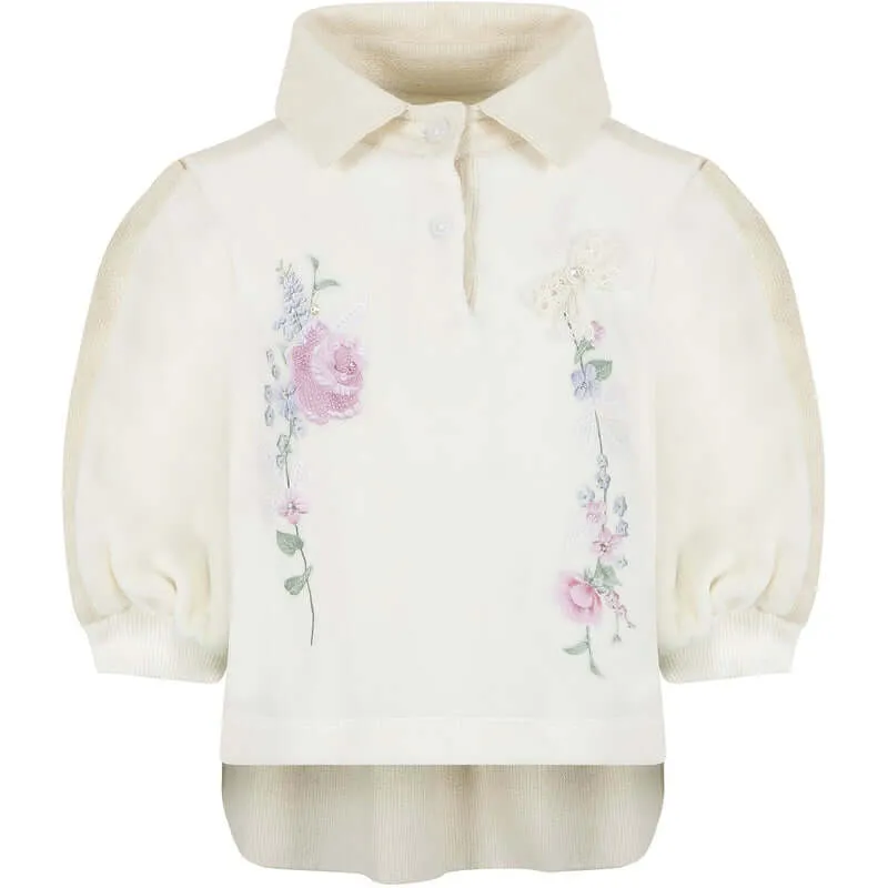 Mädchen Creme Blumen Leggings Set