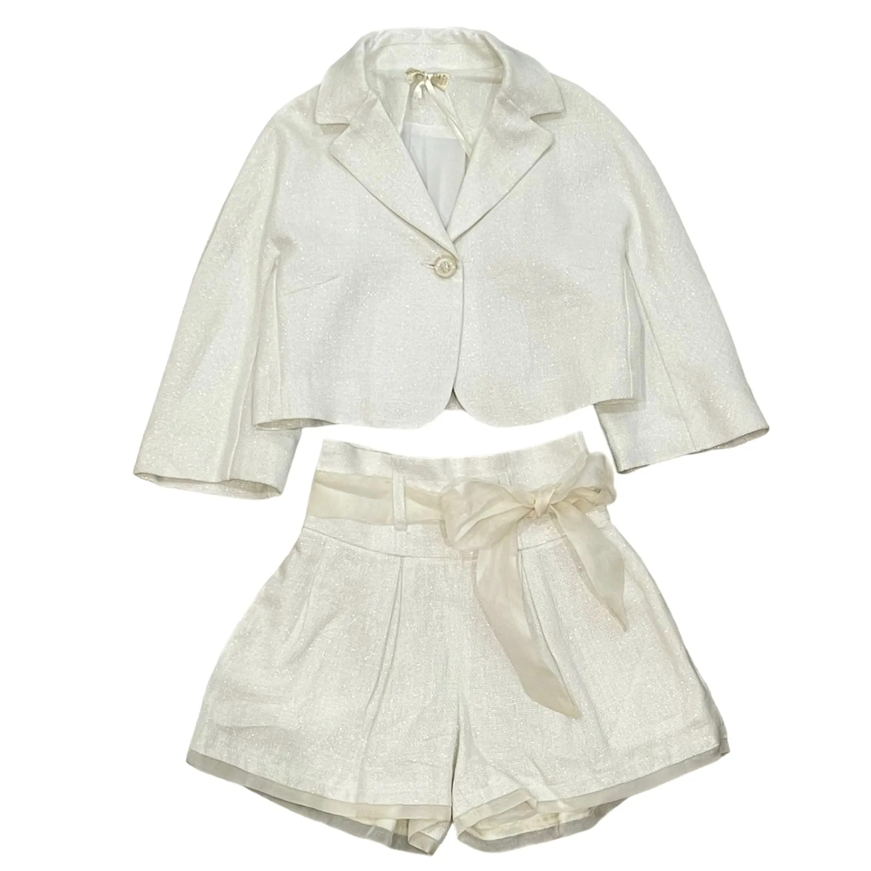 Mädchen Creme Jacke & Shorts Set