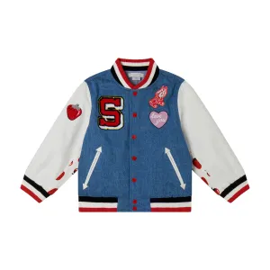 Mädchen Denim Erdbeer Bomberjacke