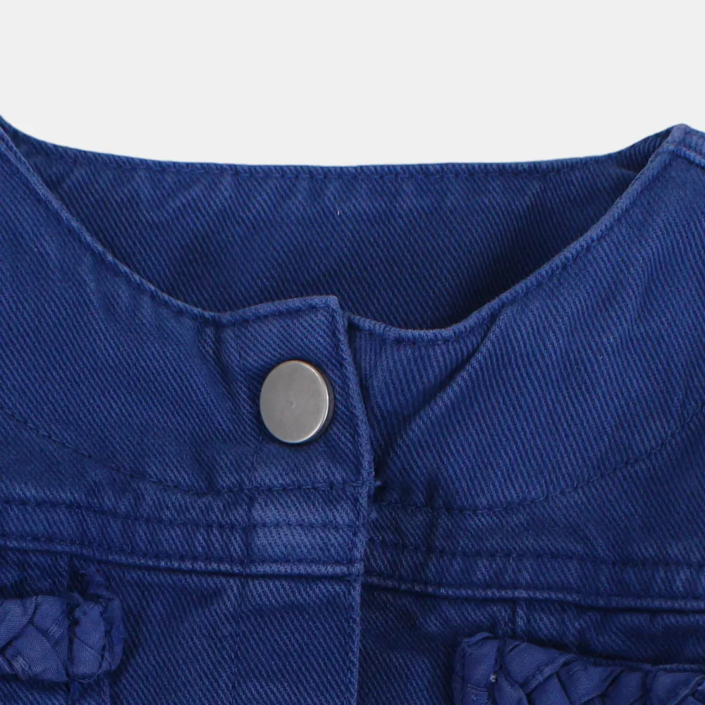 Mädchen Langarm-Rüschenjacke in Indigo Gabardine