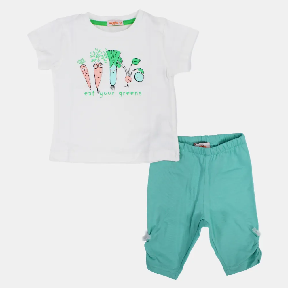 Mädchen Kurzarm-Baumwoll-2-teiliges Outfit-Set mit 