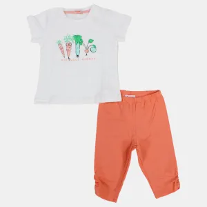 Mädchen Kurzarm-Baumwoll-2-teiliges Outfit-Set mit 