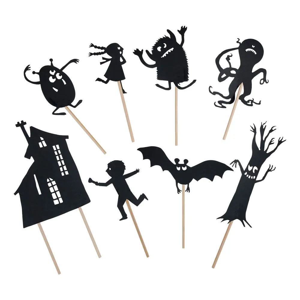 Leuchtende Grusel-Schattenspielfiguren